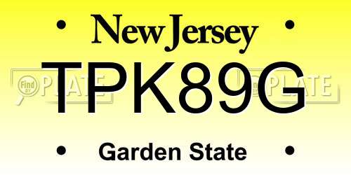TPK89G New Jersey License Plate