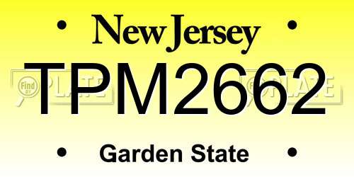TPM2662 New Jersey License Plate
