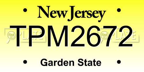 TPM2672 New Jersey License Plate