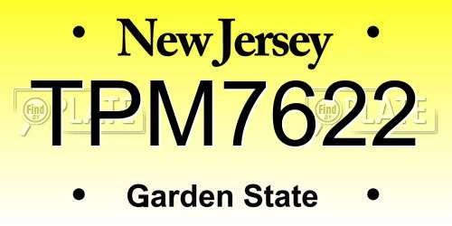TPM7622 New Jersey License Plate