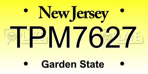 TPM7627 New Jersey License Plate