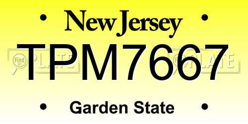 TPM7667 New Jersey License Plate
