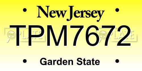TPM7672 New Jersey License Plate