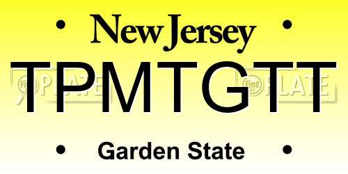 TPMTGTT New Jersey License Plate
