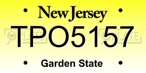 TPO5157 New Jersey License Plate