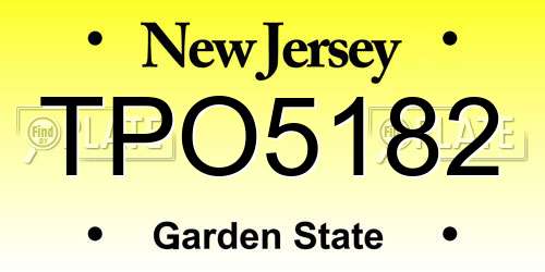 TPO5182 New Jersey License Plate
