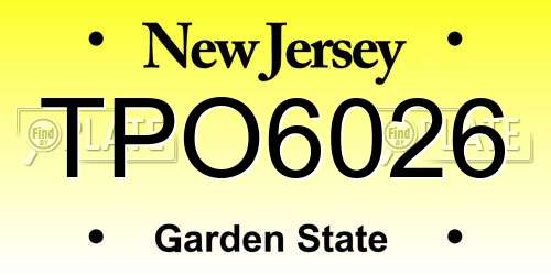 TPO6026 New Jersey License Plate