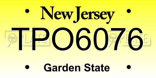 TPO6076 New Jersey License Plate