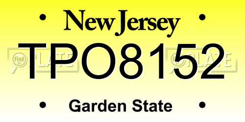 TPO8152 New Jersey License Plate