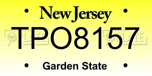TPO8157 New Jersey License Plate