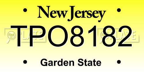 TPO8182 New Jersey License Plate
