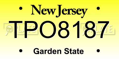TPO8187 New Jersey License Plate