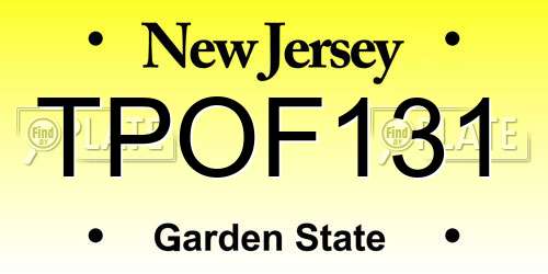 TPOF131 New Jersey License Plate