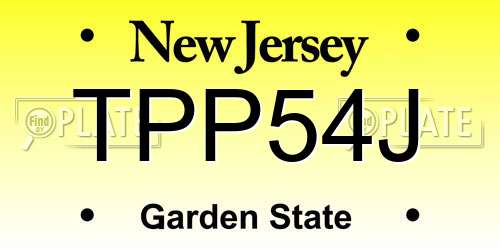 TPP54J New Jersey License Plate