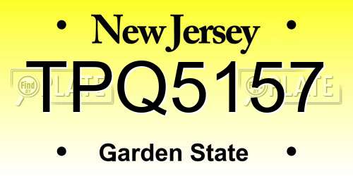 TPQ5157 New Jersey License Plate