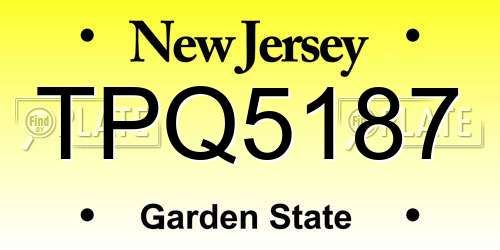TPQ5187 New Jersey License Plate