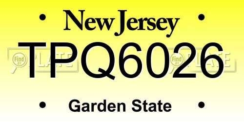 TPQ6026 New Jersey License Plate
