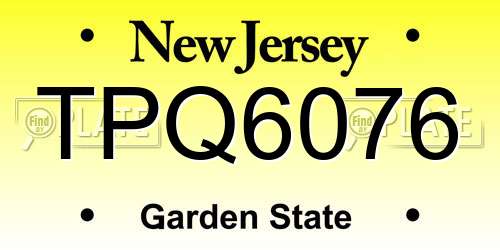 TPQ6076 New Jersey License Plate
