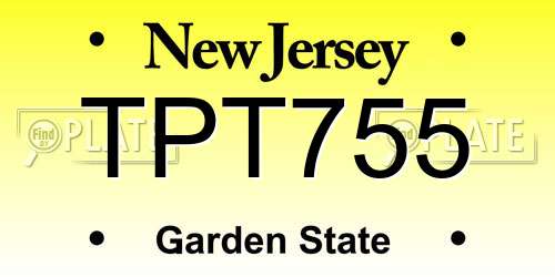 TPT755 New Jersey License Plate