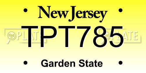 TPT785 New Jersey License Plate