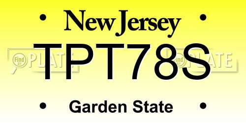 TPT78S New Jersey License Plate