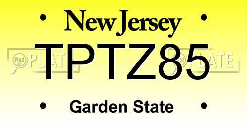 TPTZ85 New Jersey License Plate
