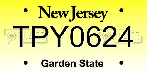 TPY0624 New Jersey License Plate