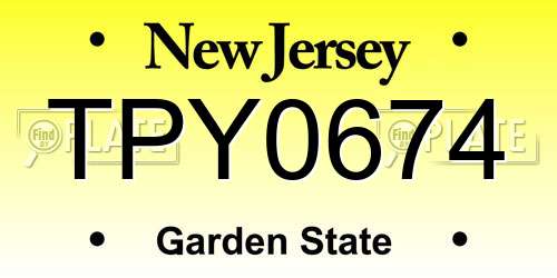 TPY0674 New Jersey License Plate