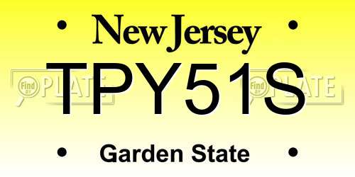 TPY51S New Jersey License Plate