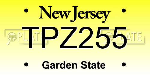 TPZ255 New Jersey License Plate