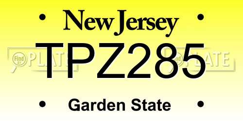 TPZ285 New Jersey License Plate