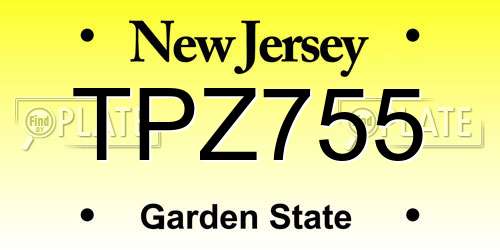 TPZ755 New Jersey License Plate