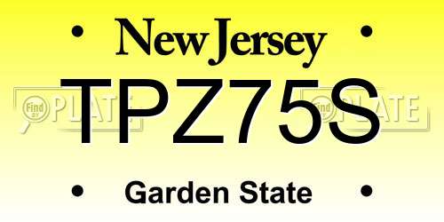 TPZ75S New Jersey License Plate