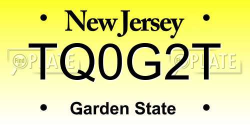 TQ0G2T New Jersey License Plate