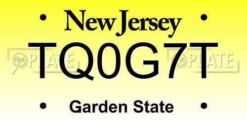 TQ0G7T New Jersey License Plate