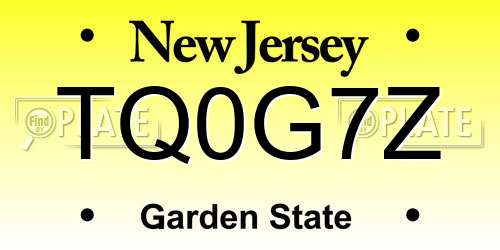 TQ0G7Z New Jersey License Plate