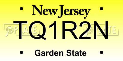 TQ1R2N New Jersey License Plate