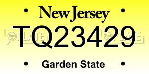 TQ23429 New Jersey License Plate