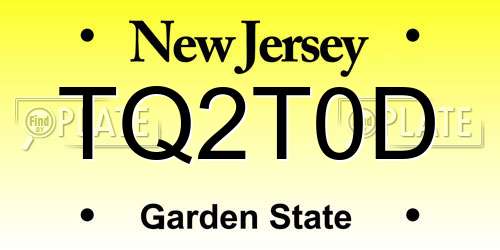 TQ2T0D New Jersey License Plate