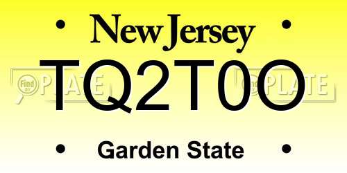 TQ2T0O New Jersey License Plate