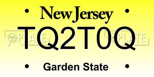 TQ2T0Q New Jersey License Plate