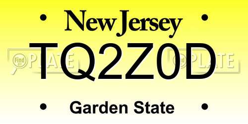 TQ2Z0D New Jersey License Plate