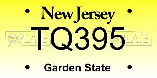 TQ395 New Jersey License Plate