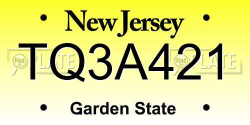 TQ3A421 New Jersey License Plate