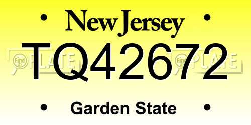 TQ42672 New Jersey License Plate