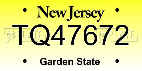 TQ47672 New Jersey License Plate