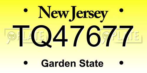 TQ47677 New Jersey License Plate