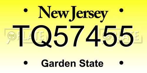 TQ57455 New Jersey License Plate