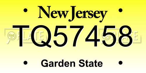 TQ57458 New Jersey License Plate