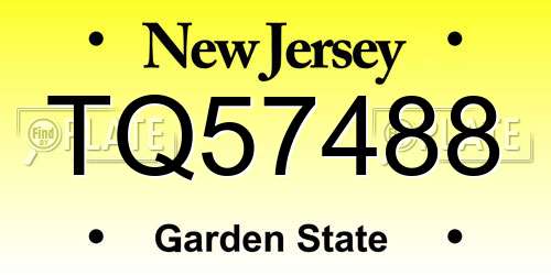 TQ57488 New Jersey License Plate